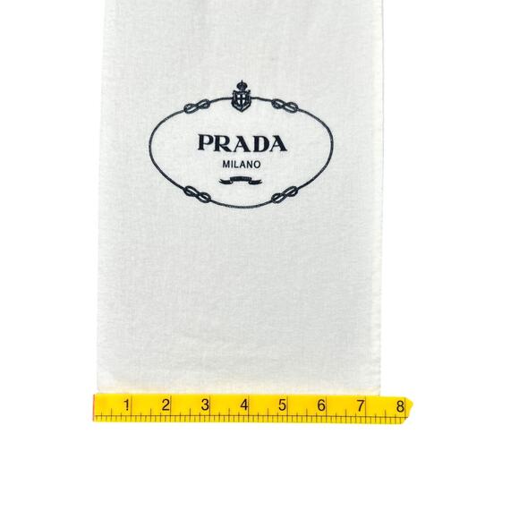 Prada Milano White 100% Cotton Dust Bag Drawstring Black Logo Designer - Picture 4 of 6